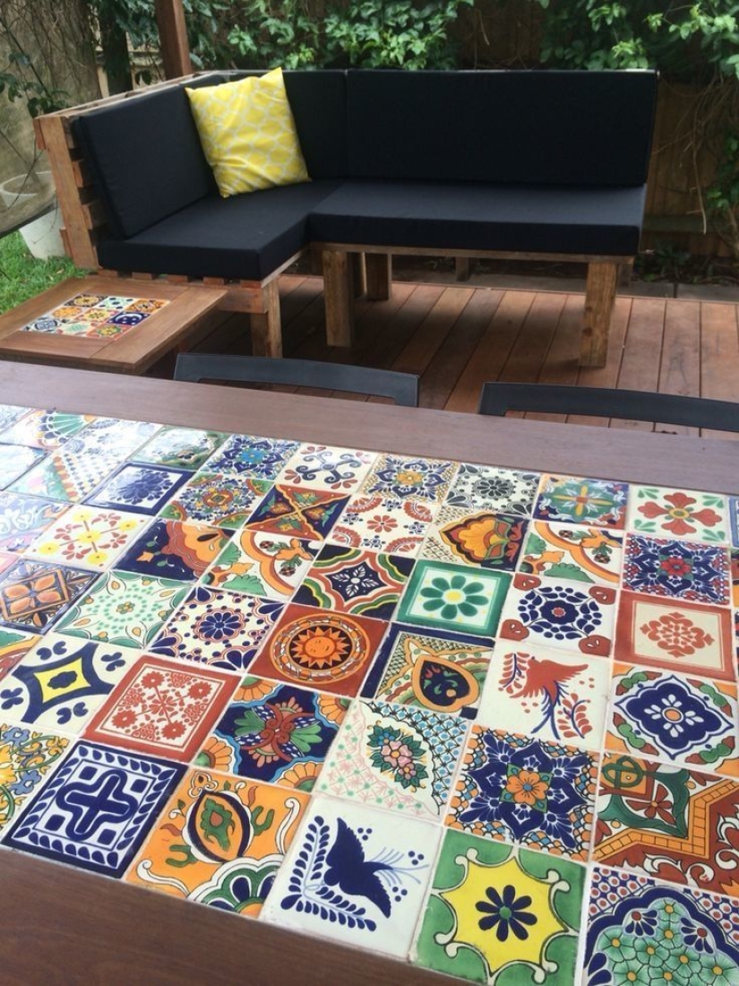 What can be made from the remains of ceramic tiles and mosaics