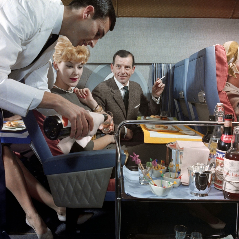 What the business class of a Swiss airline looked like in the 60s