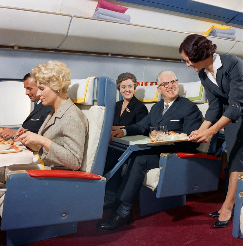 What the business class of a Swiss airline looked like in the 60s