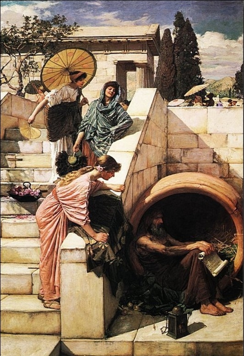 Why did the ancient Greek philosopher Diogenes live in a barrel?