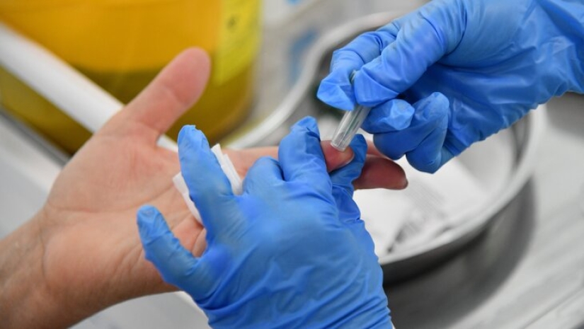 Why is a blood test taken from the ring finger?