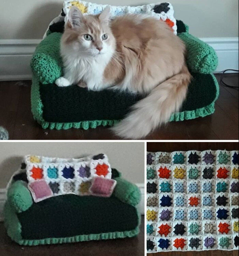 With your own hands: funny knitted couches for cats With your own hands: funny knitted couches for cats