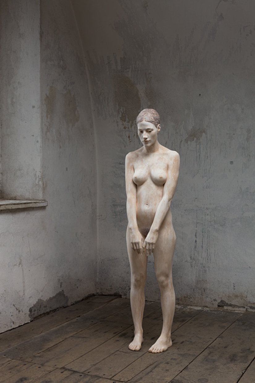 Youth captured in hyper-realistic wood sculptures