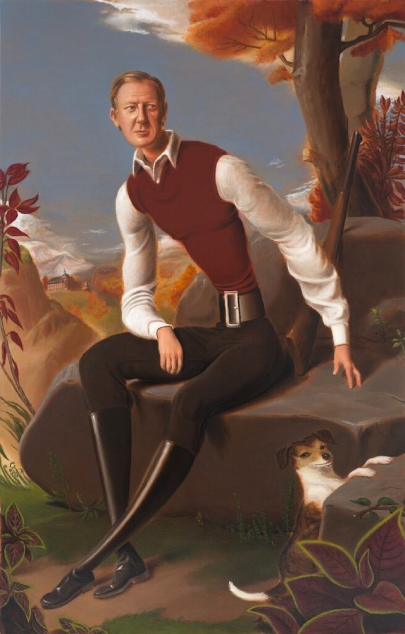 Pinturas irónicas de Jansson Stegner: bellezas enormes frente a chicos delgados